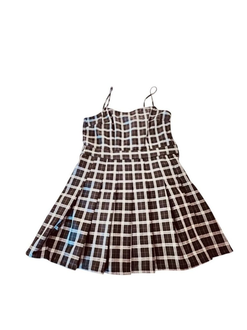 Plaid Womens Sz M Skater Mini Dress Clueless Preppy Coquette Dark Academia Y2K - Picture 10 of 14